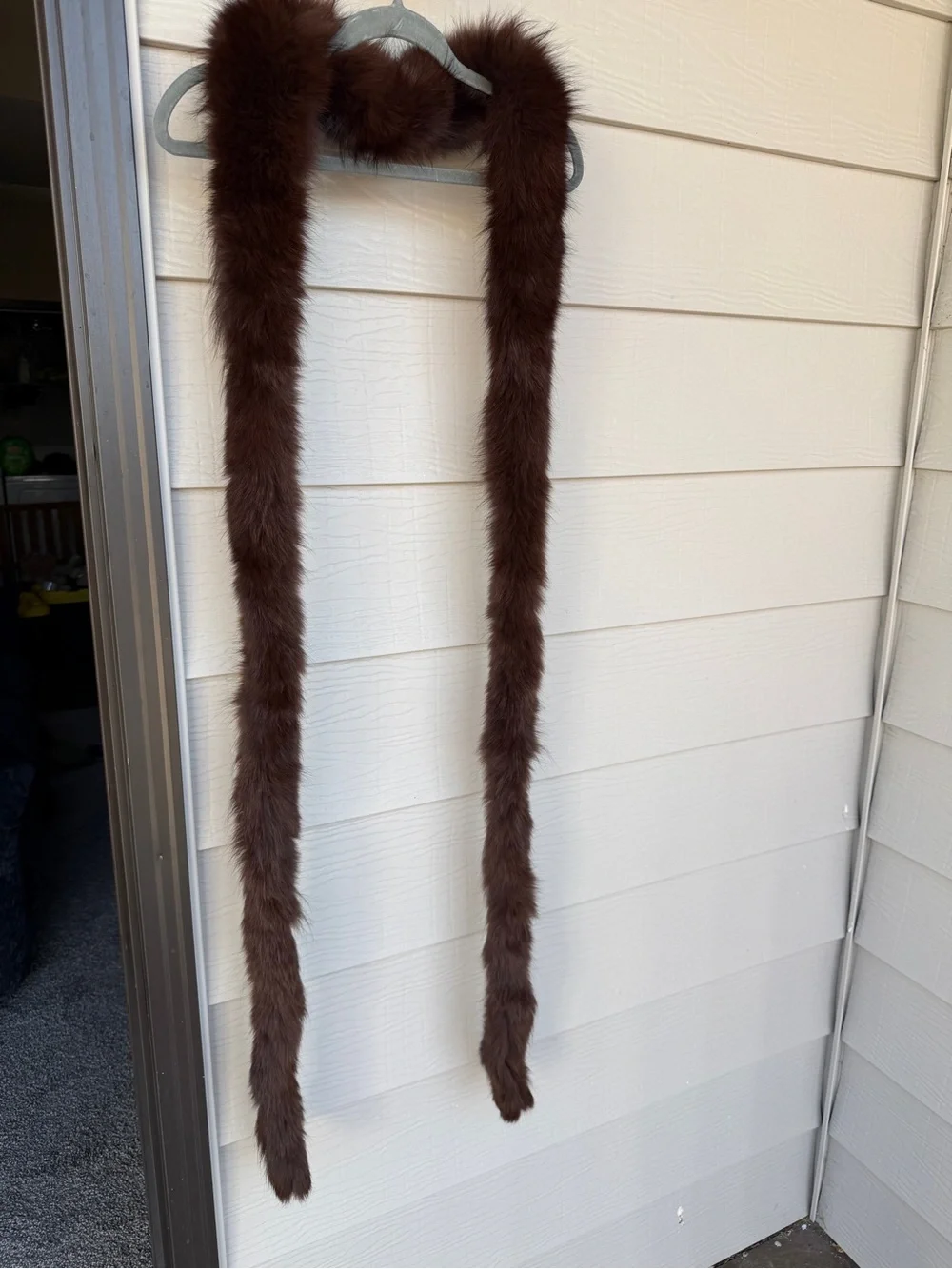 Vintage Genuine Brown Animal Fur Boa Scarf Stole – Extra Long 108” / 9 Ft